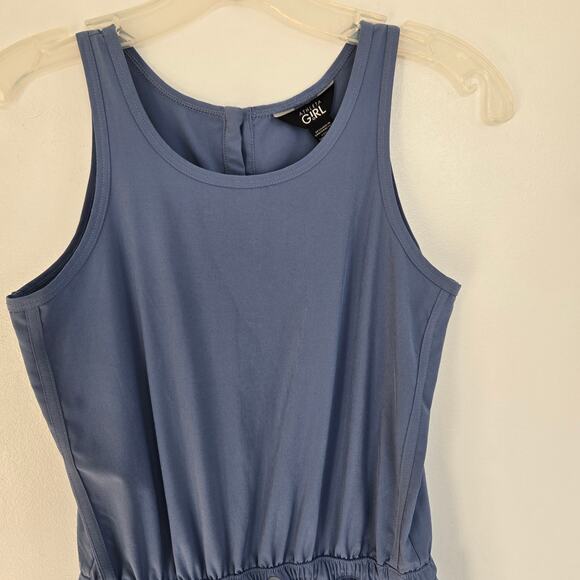 Athleta Girl On The Go Romper Swept Away Blue Snap Close Pockets Large 12 - Picture 4 of 11